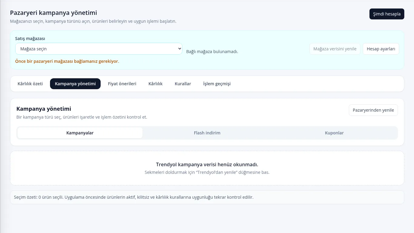 Simurgh ERP kampanya ve karlılık ekranı